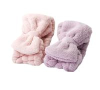 yaocoral Lot de 2 bandeaux en microfibre avec nœud en polaire pour femme, doux et moelleux pour se laver le visage, spa, maquillage, masque facial, douche, soins de la peau (rose violet)