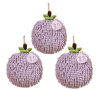 yaocoral Lot de 3 serviettes chenille pelucheuses à suspendre pour salle de bain, cuisine avec boucles de suspension, séchage rapide, violet