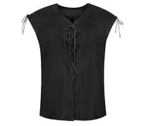 YAODAMAI Gilet réversible en Daim pour Hommes Gilet Gothique Pirate médiéval Gilet à Simple Boutonnage