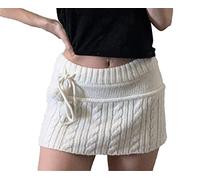 YAODAMAI Jupe tricotée en Laine pour Femmes, Torsion à la Mode, Jupe Boule de Poils réduisant l'âge, Jupe Courte