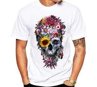 YAODAMAI T-Shirt Homme Mode crâne vaudou à Manches Courtes Haut décontracté imprimé crâne imprimé Cool T-Shirt