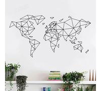 YAODANGM Sticker mural carte du monde pour bureau, sticker mural en vinyle à motif géométrique, décoration amusante pour chambre d'enfant