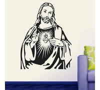 YAODANGM Sticker mural représentant le cœur de Jésus-Christ, pour chambre ou salon. Sticker en vinyle, décoration murale Jésus.