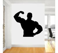 YAODANGM Sticker mural silhouette d'homme musclé, sticker mural sport et fitness pour chambre, décoration murale amovible pour salle de sport, sticker mural décoratif.