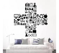 YAODANGM Stickers muraux créatifs en forme de croix, logos d'hôpitaux, stickers de médecins et d'infirmières de clinique, autocollants pour murs et fenêtres.