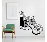 YAODANGM Stickers muraux guitare électrique, décoration intérieure, instruments pop rock pour salles de classe, stickers muraux amovibles en vinyle