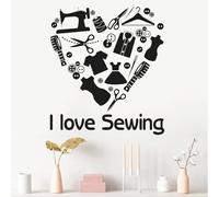 YAODANGM Stickers muraux « J’aime la couture » Décoration pour boutique de couture en vinyle Décoration intérieure pour magasin de vêtements Design de mode Stickers muraux pour vitrine