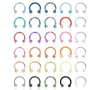 YAODCA 30 Pcs 16G Fer à Cheval Septum Anneaux en Acier Inoxydable Septum Nez Piercing Bijoux Sourcil Lèvre Anneaux Hoop Cartilage Helix Tragus Boucle d'oreille pour Femmes Hommes 8 MM 10 MM