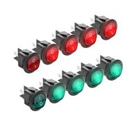 YAODHAOD 10 interrupteur à bascule circulaire à plaquettes 230v 4 pôles rouge lumière verte 6 a, 250 vac, UL VDE