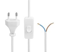 YAODHAOD Câble Alimentation avec Interrupteur, Type C, Interrupteur extrémité de câble Ouverte, câble de Remplacement de câble de Lampe (Blanc, 3 M)