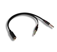 YAODHAOD Câble répartiteur audio Y 3,5 mm 20 cm avec microphone séparé et prise casque pour PC, casque de jeu PS4 (noir, 3,5 femelle à 2 x 3,5 mâle)