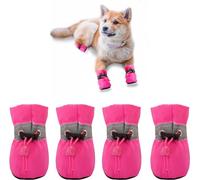 YAODHAOD Chaussures Antidérapantes pour Chien, Bottes Confortables à Semelle Souple, Protecteur de Patte Avec Sangles Réfléchissantes (5, Rose)