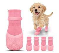YAODHAOD Lot de 4 paires de chaussettes antidérapantes pour sols en bois dur pour éviter de lécher les pattes, chaussures pour chien pour trottoirs chauds et bottes de protection des pattes pour