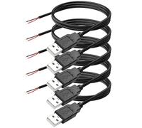 YAODHAOD Lot de 5 câbles USB A vers nu, 1 m, 22 AWG, 5 V, 3 A, pour transmission de courant et de données, pigtail, boîte de réparation sur la queue, câble, bricolage (câble d'alimentation 22 AWG,