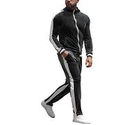 YAOGRO Ensemble de survêtement en velours : survêtement de jogging pour homme avec fermeture éclair intégrale, veste décontractée, pantalon 2 pièces, tenue athlétique, gris, 3X-Large