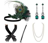 YAOGUI Accessoires pour femme, bandeau, collier, boucles d'oreilles, gants, support pour cocktail, bal de fin d'année, costume pour femme