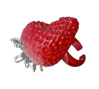 YAOGUI Bagues en résine portables en forme de fraise - Ouverture réglable - Design décontracté - Accessoire de fête - Idées cadeaux - Anneaux tendance réglables