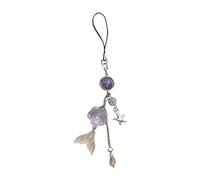 YAOGUI Bracelet de téléphone élégant en acrylique avec perles - Décoration de téléphone portable - Couleurs vives - Pendentif en forme de queue de poisson