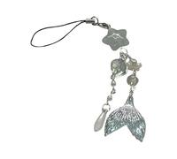 YAOGUI Bracelet de téléphone élégant en acrylique avec perles - Décoration de téléphone portable - Couleurs vives - Pendentif en forme de queue de poisson