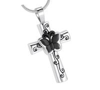 YAOGUI Collier avec pendentif en forme de papillon sculpté - Pour animal domestique - Médaillon urne commémoratif - Pendentif en forme de croix