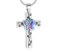 YAOGUI Collier avec pendentif en forme de papillon sculpté - Pour animal domestique - Médaillon urne commémoratif - Pendentif en forme de croix