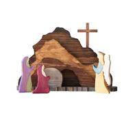 YAOGUI Crèche de Pâques en bois - Figurines de crèche de Noël pour la maison et les activités religieuses