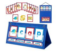 YAOGUI CVC Word Builder Tableau de poche de bureau Cartes de tente Jeu de cartes phoniques pour préscolaire maternelle salle de classe Cvc Word Pocket Chart Building Desktop Tente Words