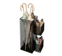 YAOGUI Élégant support de parapluies en fer pour l'organisation de l'entrée, protections de sol, plusieurs compartiments de rangement avec base stable en métal, support de parapluies avec design en