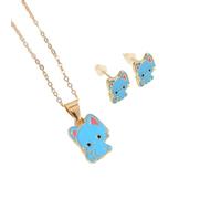 YAOGUI Ensemble d'accessoires tendance avec pendentif et boucles d'oreilles en forme de chat pour femmes et enfants, taille unique, Comme décrit, Comme décrit.