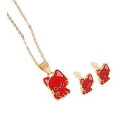 YAOGUI Ensemble d'accessoires tendance avec pendentif et boucles d'oreilles en forme de chat pour femmes et enfants, taille unique, Comme décrit, Comme décrit.