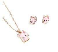 YAOGUI Ensemble d'accessoires tendance avec pendentif et boucles d'oreilles en forme de chat pour femmes et enfants, taille unique, Comme décrit, Comme décrit.