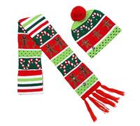 YAOGUI Ensemble de bonnet de Père Noël lumineux et écharpe - Accessoires de Noël festifs pour enfants et adultes