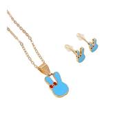 YAOGUI Ensemble de boucles d'oreilles et collier uniques en forme de lapins pour femmes et enfants, bijoux tendance avec des matériaux en alliage confortables à porter, bijoux au design unique