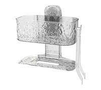 YAOGUI Étagère de salle de bain double couche à ventouse avec maintien sûr et ventilé - Étagère de rangement transparente pour shampooing et serviettes en papier de soie