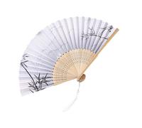 YAOGUI Éventail pliable en bambou avec motif de saule Accessoires de refroidissement Tissu de soie Style chinois Décoration Artisanat Culturel Festival Bambous Art Fan
