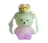 YAOGUI Grande capacité Tasse de paille d'ours de dessin animé Enfants Portable Sac à dos Bouilloire Bouteille d'eau Tasse avec paille Fille Tasse Bouteille d'eau de qualité alimentaire Mignon Ours en