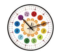 YAOGUI Horloge murale éducative pour apprendre l'heure pour enfants - Horloge silencieuse avec grand nombre pour un apprentissage facile de l'heure