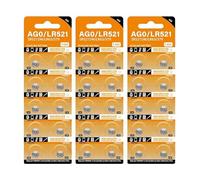 YAOGUI Lot de 10/20/30/40 piles bouton AG0/LR521 SR521W SR521SW LR63 379A 379 pour montres et jouets