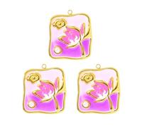 YAOGUI Lot de 3 breloques florales en acier inoxydable faites à la main pour collier, boucles d'oreilles, pendentifs tendance en acier inoxydable, taille unique, Comme décrit, Comme décrit.