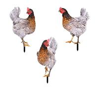 YAOGUI Lot de 3 piquets de jardin en forme de poule - Décoration artistique pour cour ou patio - Piquets décoratifs en forme de poule - Statue d'animaux d'extérieur et sculptures en acrylique pour