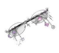 YAOGUI Lunettes de soleil pendantes en forme d'étoile des années 2000 - Lumière bleue - Verres unis pour réduire la fatigue oculaire - Lunettes tendance pour la lecture, blanc