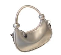 YAOGUI Luxueux sac à bandoulière en polyuréthane brillant multifonction pour l'extérieur, sac à main pour les soirées, le shopping, le travail, sac à bandoulière élégant pour les fêtes, Argenté., One