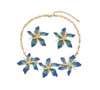 YAOGUI Parure de bijoux avec collier, boucles d'oreilles et collier floral inspiré de l'art - Pièce polyvalente - Design en alliage léger - Ensemble cadeau élégant pour femme