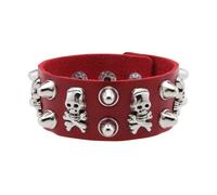 YAOGUI Rocker Styles Bracelet réglable en cuir décoré avec des clous métalliques en forme de tête de mort pour festival et streetwear, style gothique, punk, bijoux pour homme, taille unique, Comme