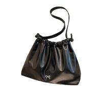 YAOGUI Sac à bandoulière surdimensionné en cuir synthétique souple froissé avec cordon de serrage pour femme, léger pour un usage quotidien, Noir , One Size