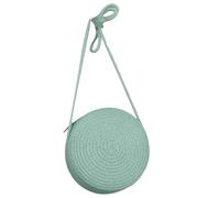 YAOGUI Sac à bandoulière tissé à la main de couleur unie pour femme et fille, rond, tendance, paille tissée légère pour téléphone portable, bleu lac, One Size