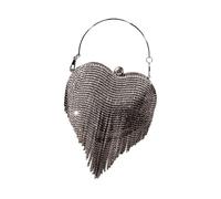 YAOGUI Sac à main de soirée orné de strass scintillants avec chaîne et pompons pour bal de fin d'année, Noir