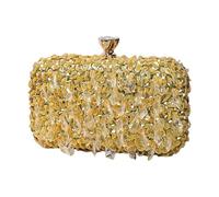 YAOGUI Sac de soirée 2023 fait à la main pour femme, sac à main élégant pour fête, banquet, mariage, sac à bandoulière pour fille, sac à bandoulière pour soirée, doré, One Size