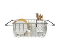 YAOHY Égouttoir À Vaisselle En Acier Inoxydable, Extensible Egoutoire Vaisselle Cuisine À Légumes Et Fruits, Egouttoir Vaisselle Sur Evier Avec Porte-Couverts(XL,Chopstick holder+Card slot)