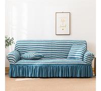 YAOHY Sofa Cover d'une Pièce Housse De Canape De Fauteuil Simple Universelle De Design De Dentelle De Salon Simple Housse pour Canapé Décoratif De Quatre Saisons(XXL,Blue+White)